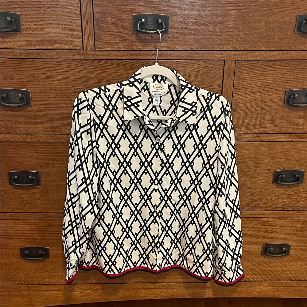 Talbots Geometric Print Silk Top